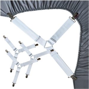 12 Clips Bed Sheet Holder Fasten Straps Adjustable Elastic Suspenders  Grippers